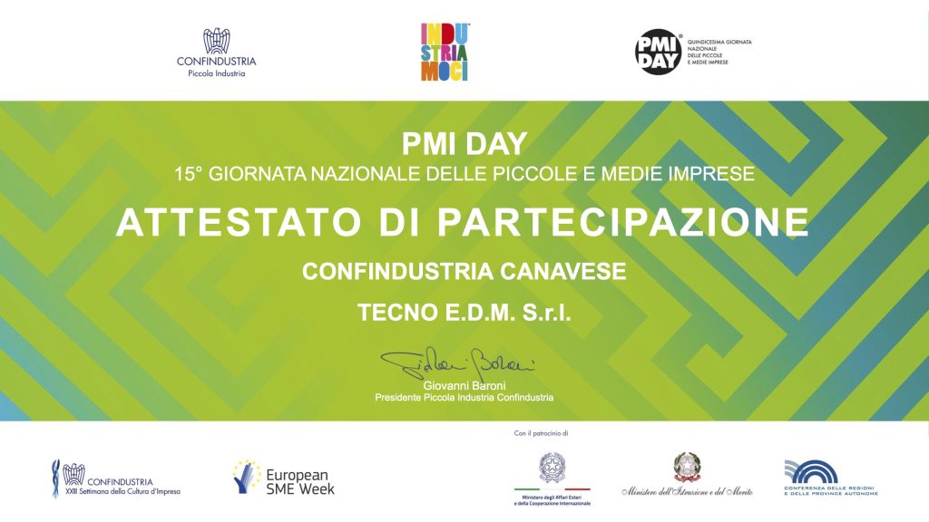 TECNO E.D.M-15° GIORNATA NAZIONALE DELLE PICCOLE E MEDIE IMPRESE